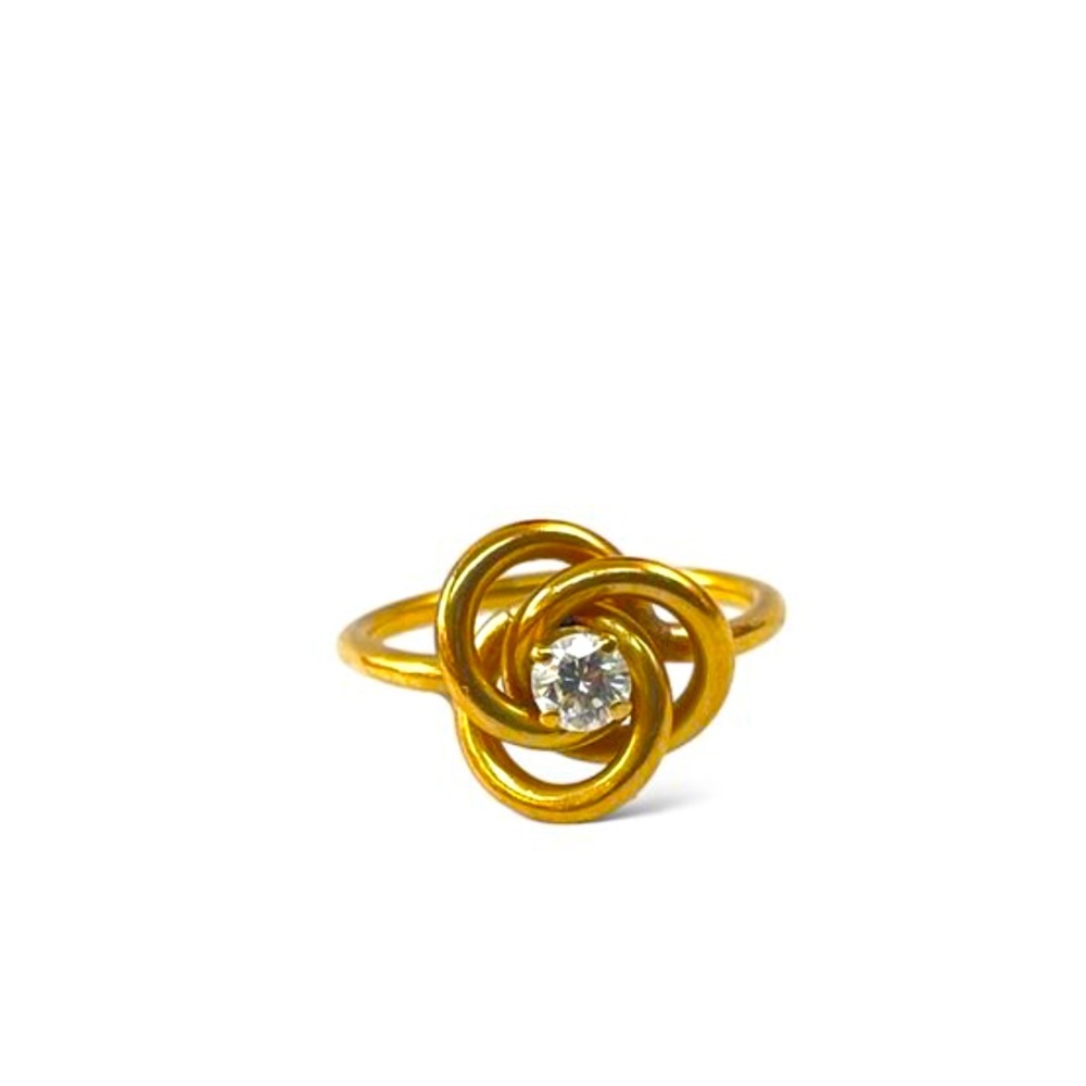 Vintage Fine 14K Solid Yellow Gold & Diamond Ring & Earring matching set
